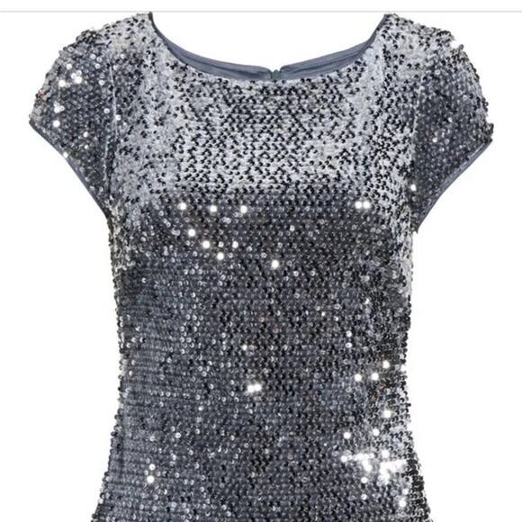 Eliza J Mirror Sequin Velvet Sheath Dress Size 4 Petite - Picture 7 of 16